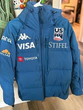 Kappa Blue US Ski Team Puffer Jacket with Logos